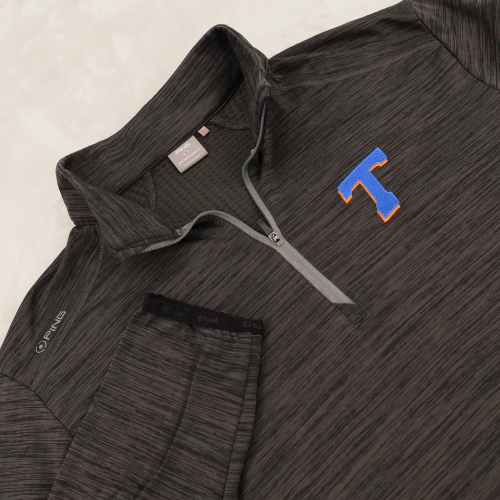 Ping Sensorwarm Mens Large 1/4 Zip Pullover Grey Space Dye T Logo Golf Sweater